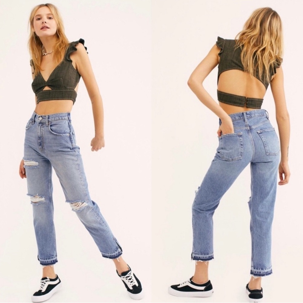 Free People Lita Slim Leg Distressed Jeans - Picture 5 of 10